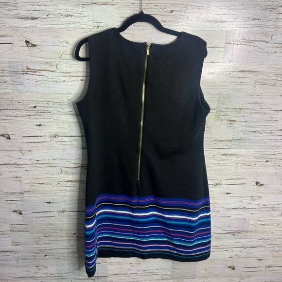 Calvin Klein dress black purple striped size 14 sheath - Picture 7 of 7